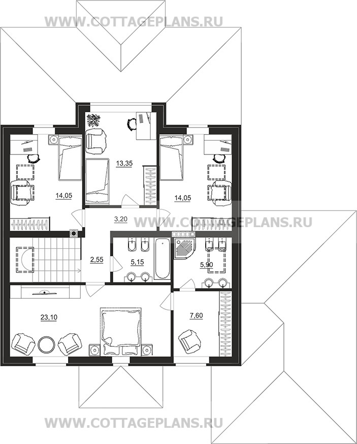 Поэтажные планы проект дома 97-86 общ. площадь 205,05 м2