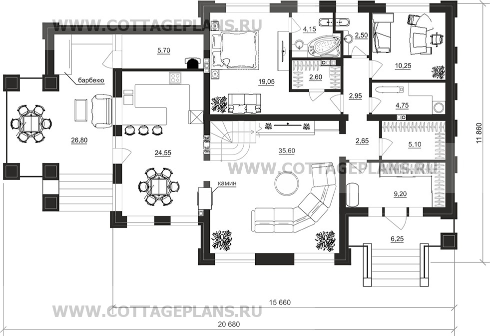Поэтажные планы проект дома 202-30 общ. площадь 209,45 м2