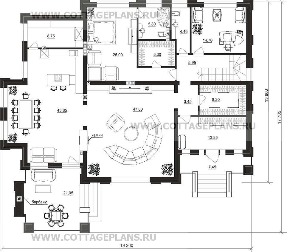 Поэтажные планы проект дома 103-53 общ. площадь 532,2 м2