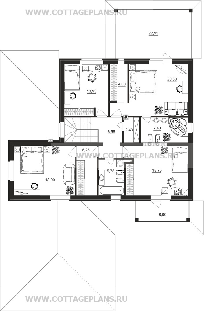 Поэтажные планы проект дома 71-04 общ. площадь 349,80 м2