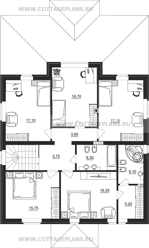Поэтажные планы проект дома 29-58 общ. площадь 216,25 м2