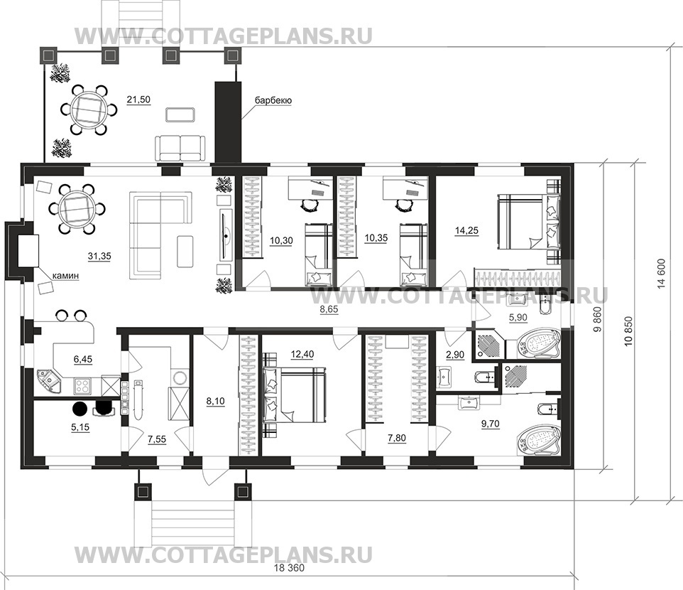 Поэтажные планы проект дома 902-42 общ. площадь 140,90 м2