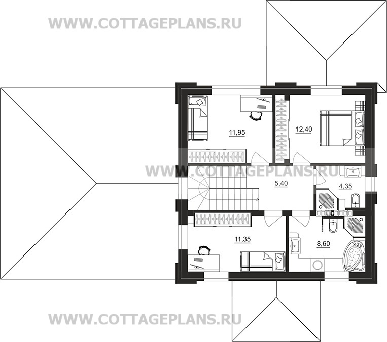Поэтажные планы проект дома 206-61 общ. площадь 152,40м2