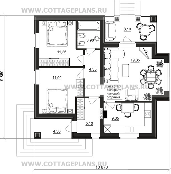 Поэтажные планы проект дома 90-43 общ. площадь 64,05 м2