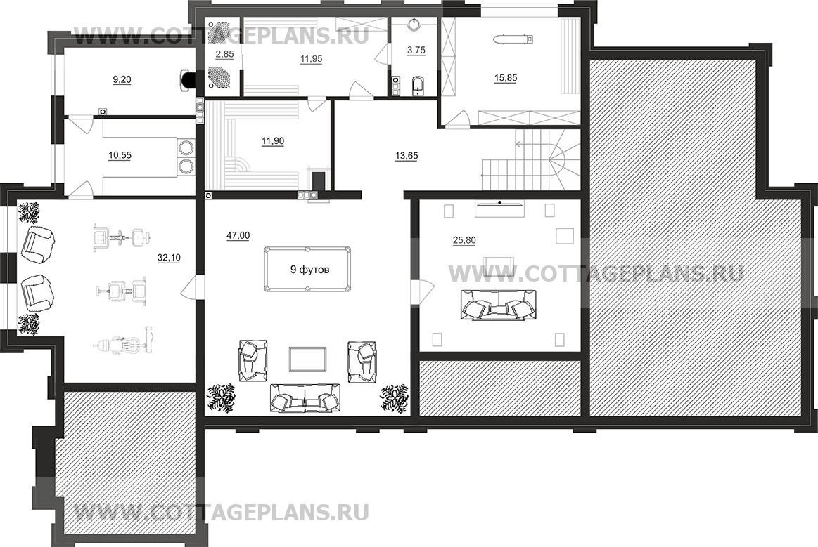 Поэтажные планы проект дома 203-59 общ. площадь 604,4 м2