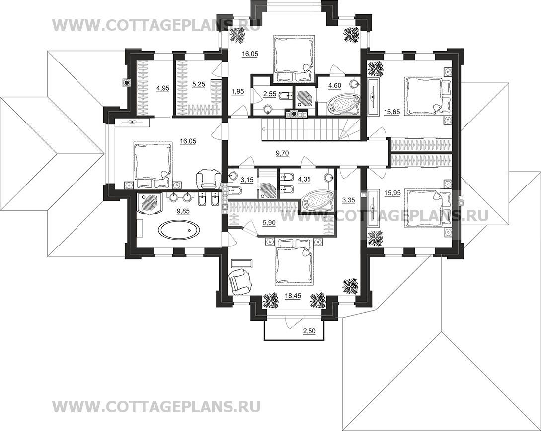 Поэтажные планы проект дома 202-26 общ. площадь 324,70 м2