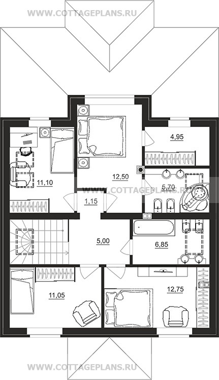 Поэтажные планы проект дома 97-82 общ. площадь 141,50 м2