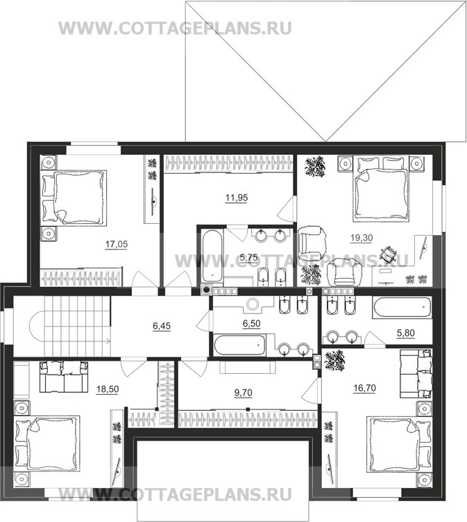 Поэтажные планы проект дома 83-58 общ. площадь 236,85 м2