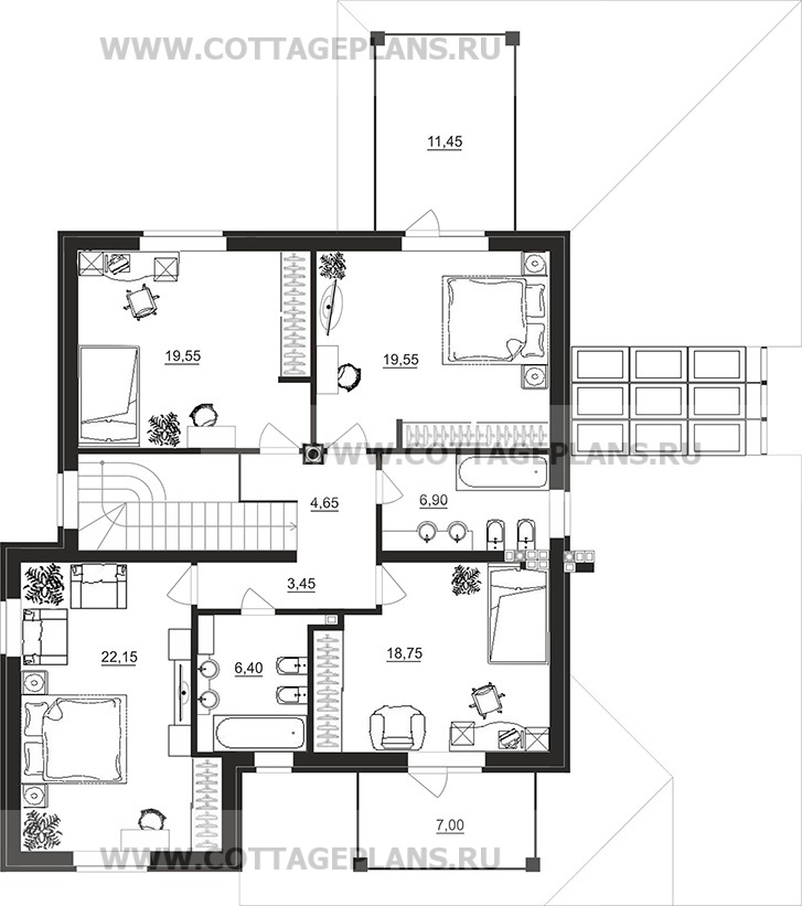 Поэтажные планы проект дома 16-69 общ. площадь 420,45 м2