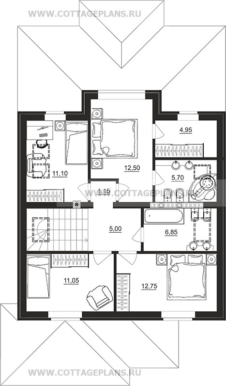 Поэтажные планы проект дома 98-88 общ. площадь 212,00 м2