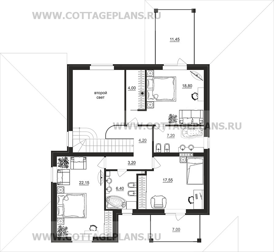Поэтажные планы проект дома 100-63 общ. площадь 230,00 м2