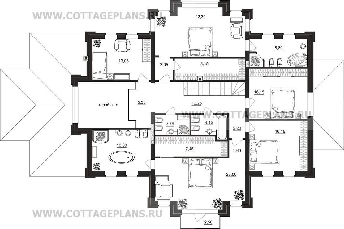 Поэтажные планы проект дома 200-36 общ. площадь 319,05 м2