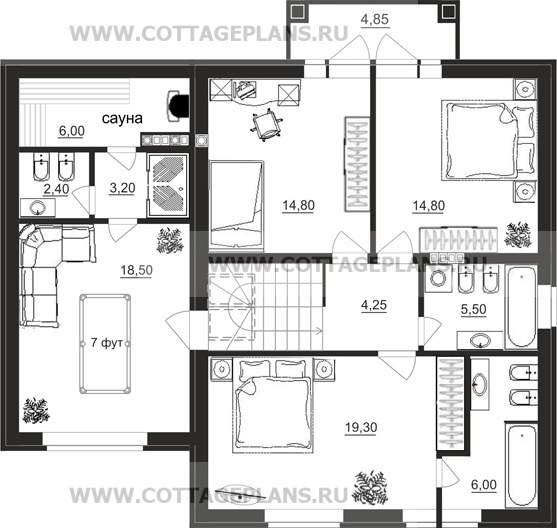 Поэтажные планы проект дома 14-80 общ. площадь 260,85 м2