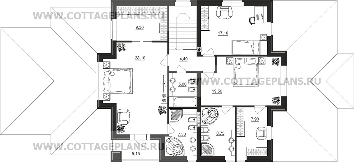 Поэтажные планы проект дома 92-92 общ. площадь 267,45 м2