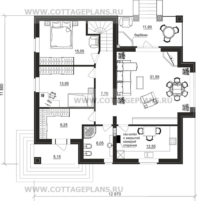 Поэтажные планы проект дома 95-54 общ. площадь 183,60 м2