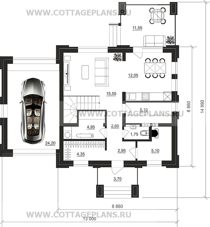 Поэтажные планы проект дома 206-58 общ. площадь 117,95м2