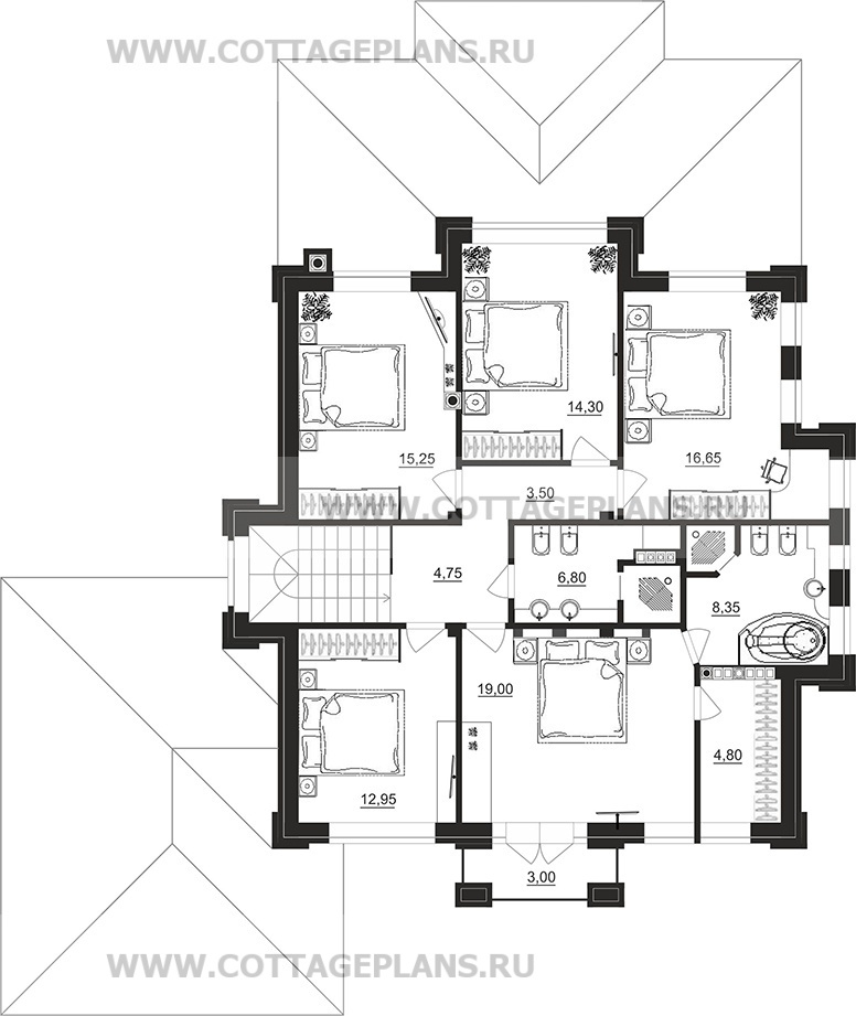 Поэтажные планы проект дома 201-91 общ. площадь 347,00 м2
