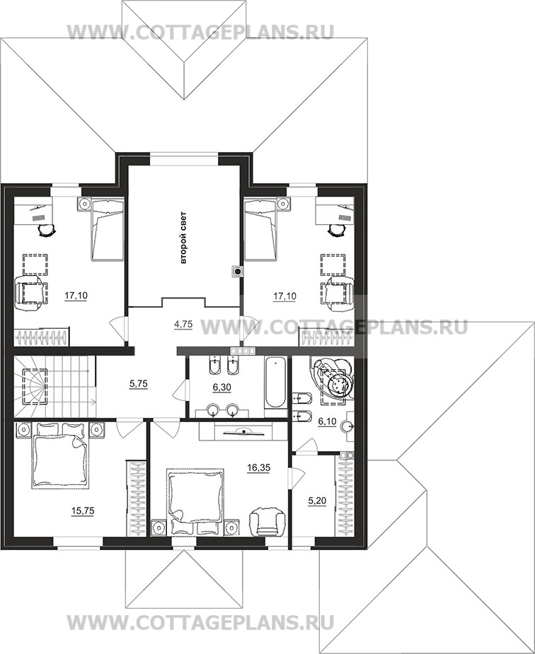 Поэтажные планы проект дома 200-05 общ. площадь 229,55 м2