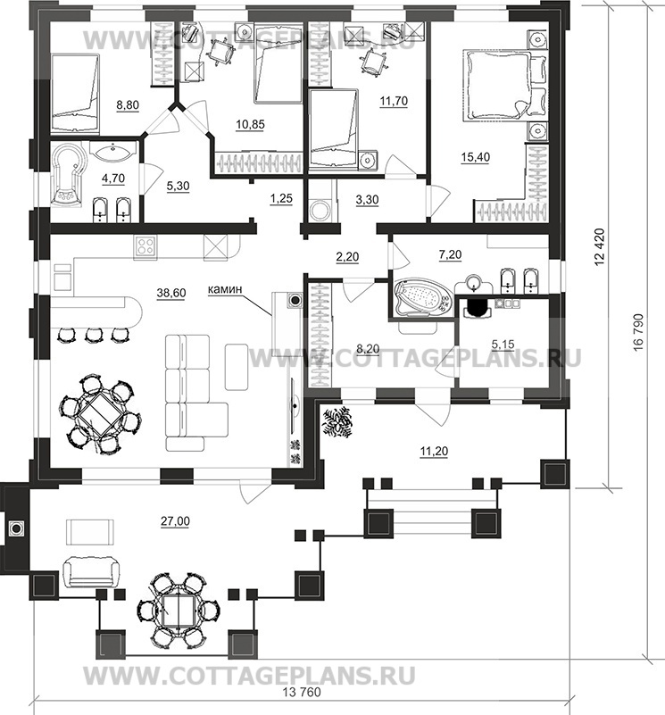 Поэтажные планы проект дома 900-00 общ. площадь 122,90 м2