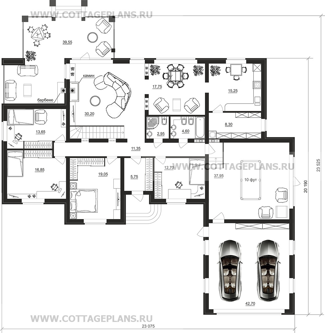 Поэтажные планы проект дома 96-36 общ. площадь 510,35 м2
