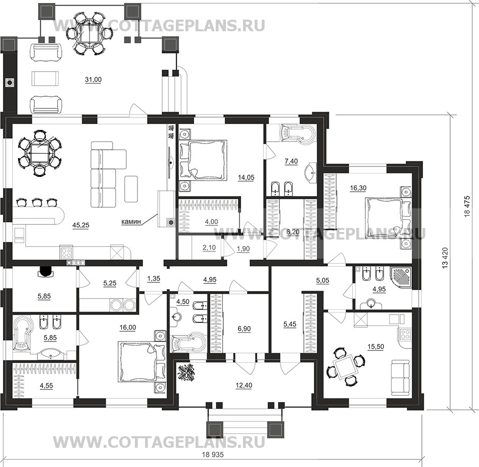Поэтажные планы проект дома 902-52 общ. площадь 189,55 м2