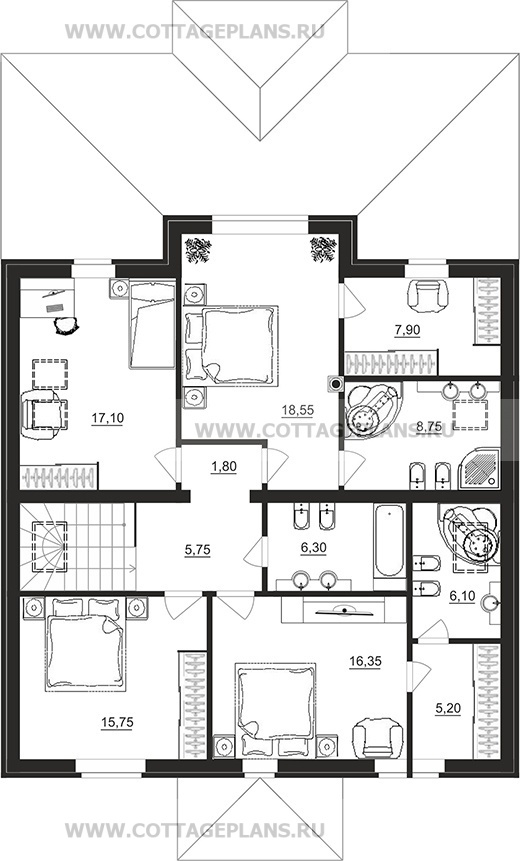 Поэтажные планы проект дома 97-84 общ. площадь 216,25 м2