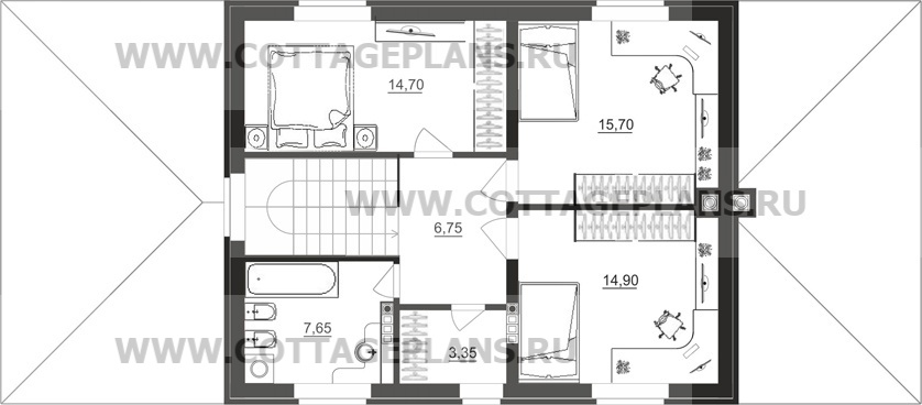 Поэтажные планы проект дома 93-44 общ. площадь 236,30 м2