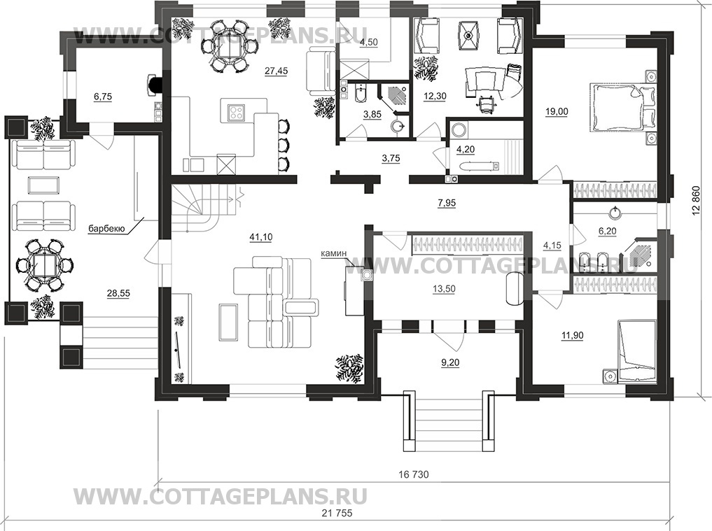 Поэтажные планы проект дома 206-01 общ. площадь 279,15 м2