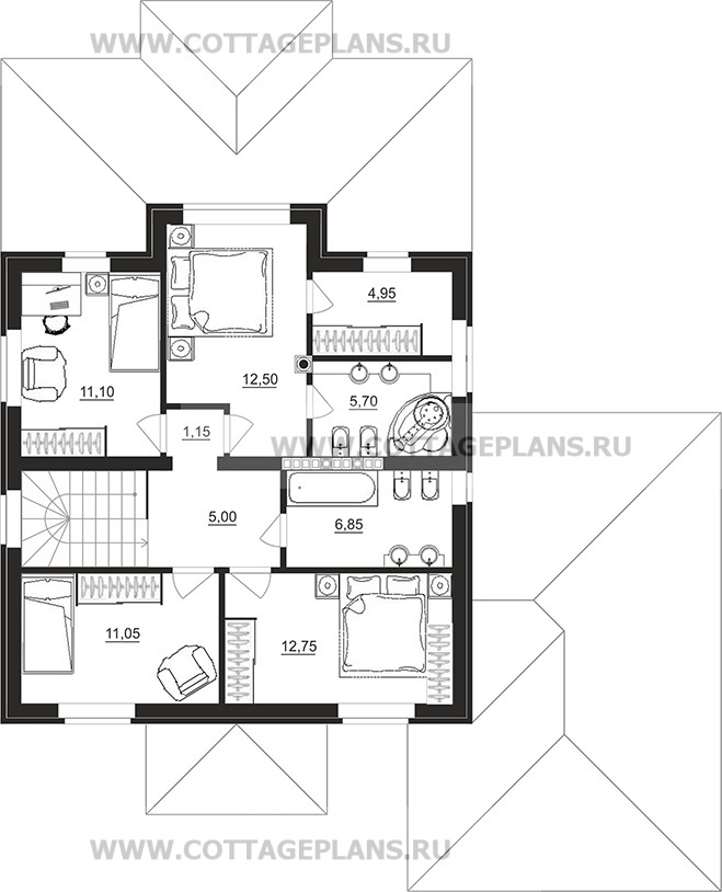 Поэтажные планы проект дома 93-72 общ. площадь 241,65м2