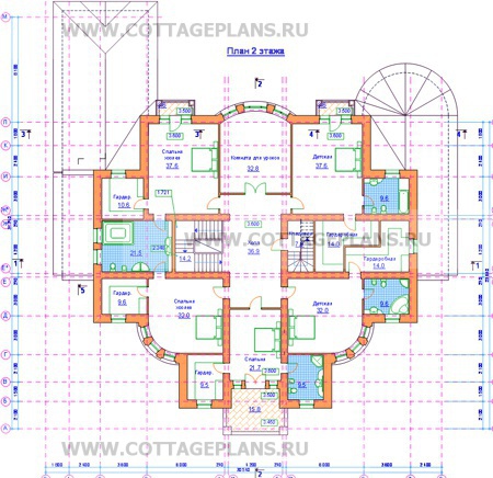 Поэтажные планы проект дома 34-13 общ. площадь 1247,1 м2