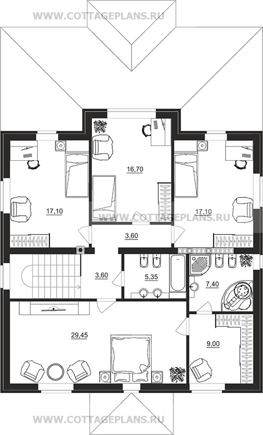 Поэтажные планы проект дома 93-58 общ. площадь 321,10 м2