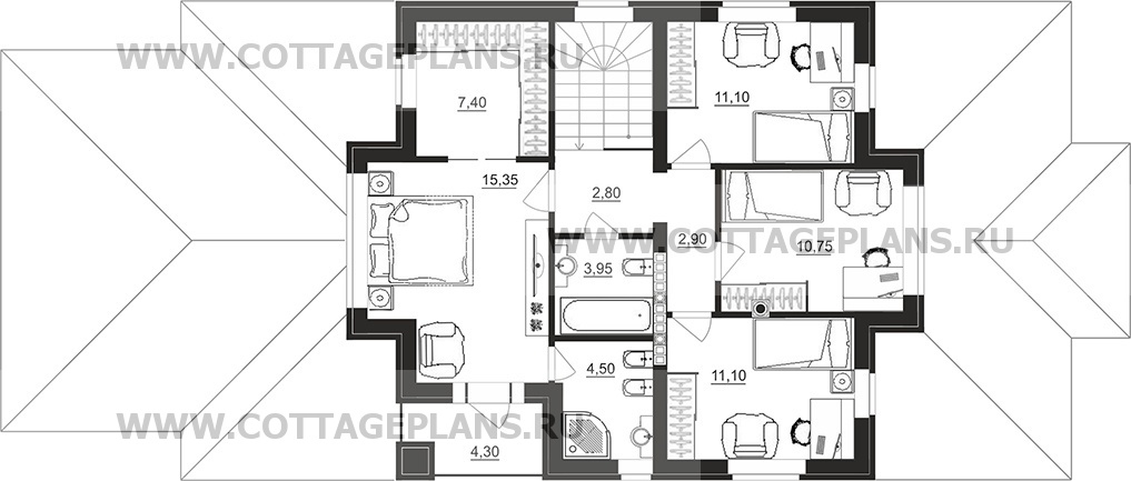Поэтажные планы проект дома 71-90 общ. площадь 262,35 м2