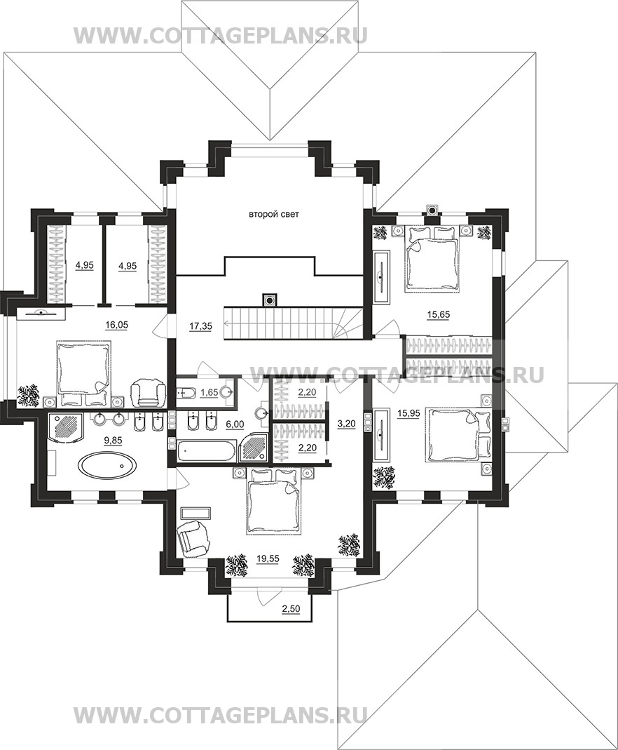 Поэтажные планы проект дома 200-27 общ. площадь 306,55 м2