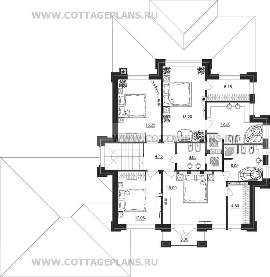Поэтажные планы проект дома 201-94 общ. площадь 366,80 м2