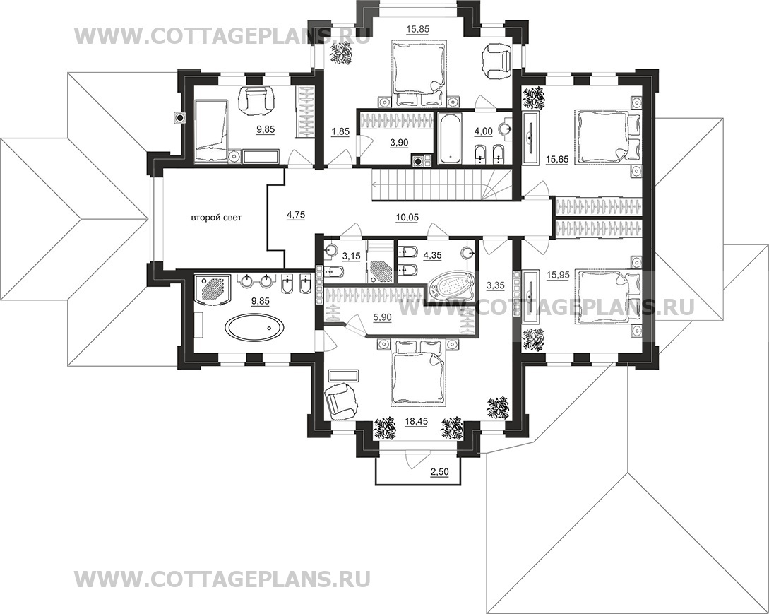 Поэтажные планы проект дома 101-33 общ. площадь 440,00 м2