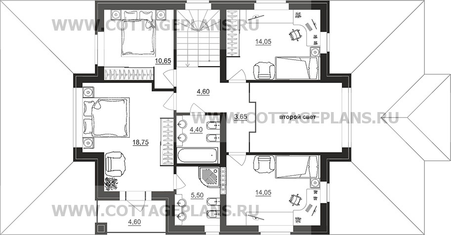 Поэтажные планы проект дома 77-19 общ. площадь 192,65 м2
