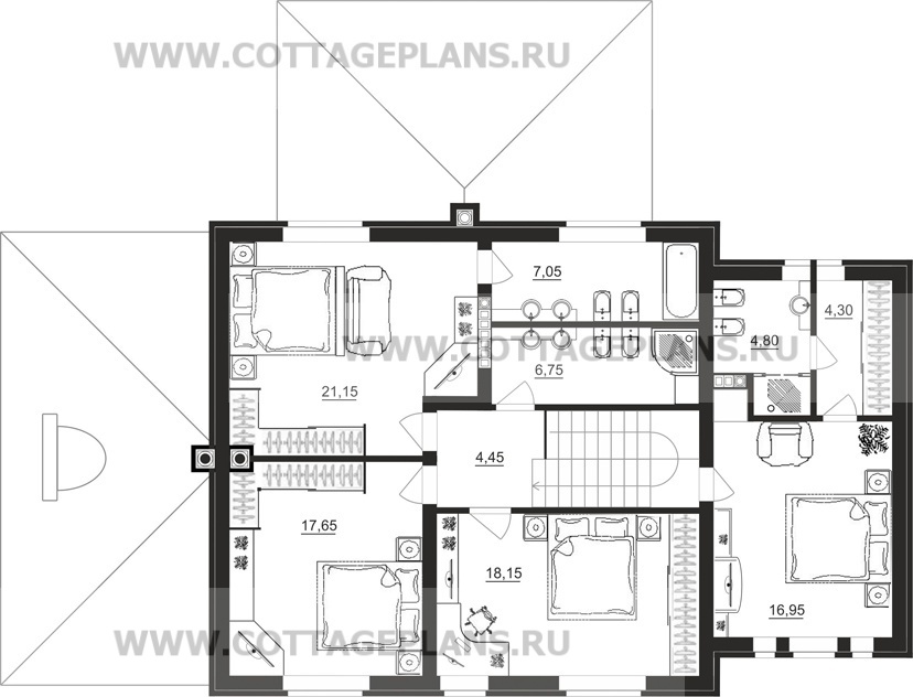 Поэтажные планы проект дома 93-49 общ. площадь 351,40 м2