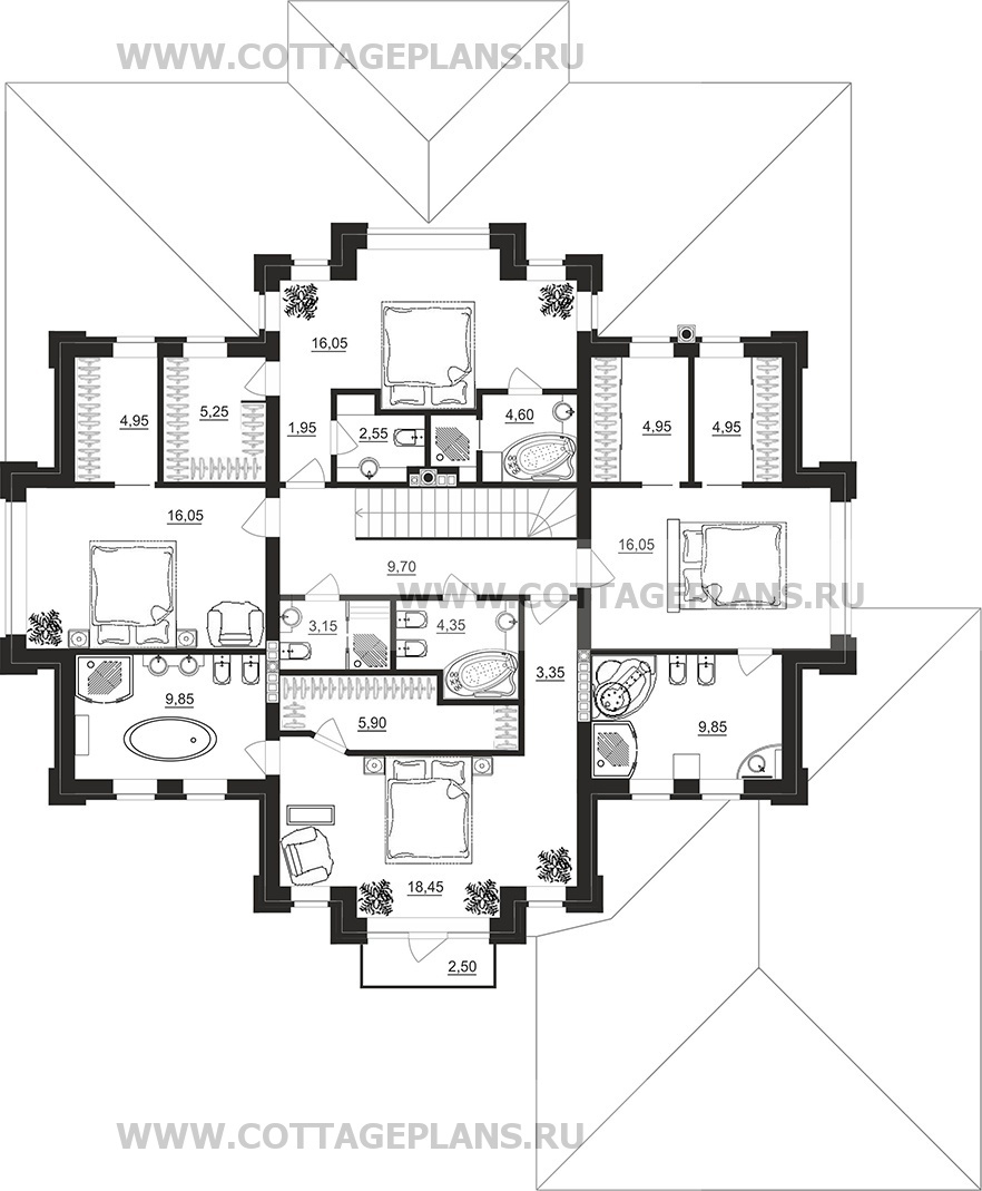 Поэтажные планы проект дома 203-20 общ. площадь 453,25 м2