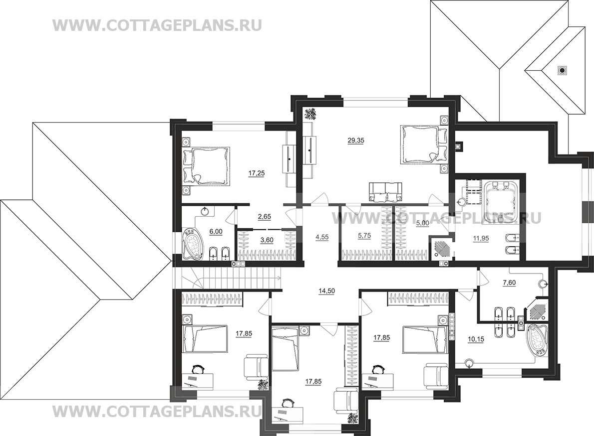 Поэтажные планы проект дома 104-10 общ. площадь 381,85 м2