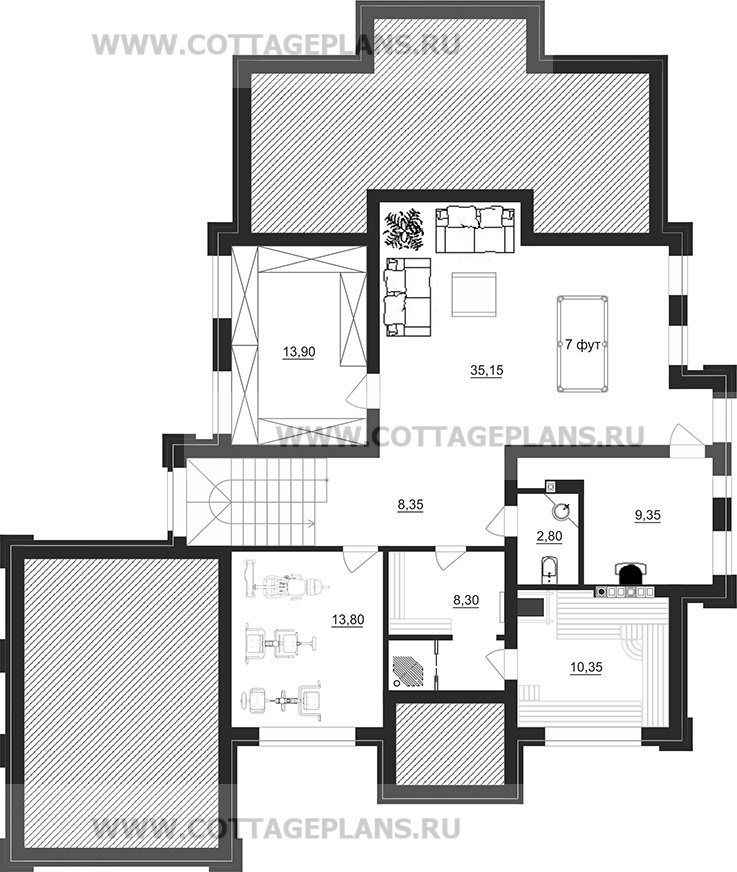 Поэтажные планы проект дома 201-91 общ. площадь 347,00 м2