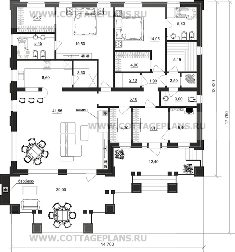 Поэтажные планы проект дома 90-81 общ. площадь 144,45 м2