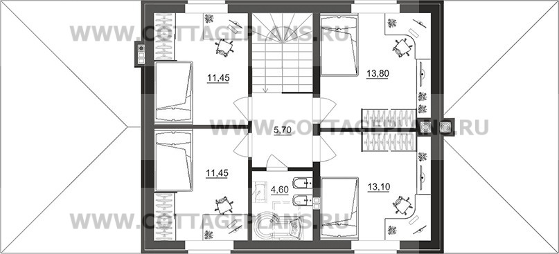Поэтажные планы проект дома 95-34 общ. площадь 141,20 м2