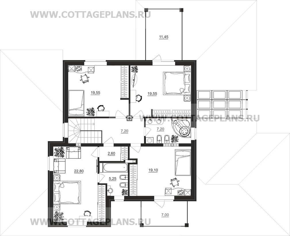 Поэтажные планы проект дома 14-93 общ. площадь 308,85 м2
