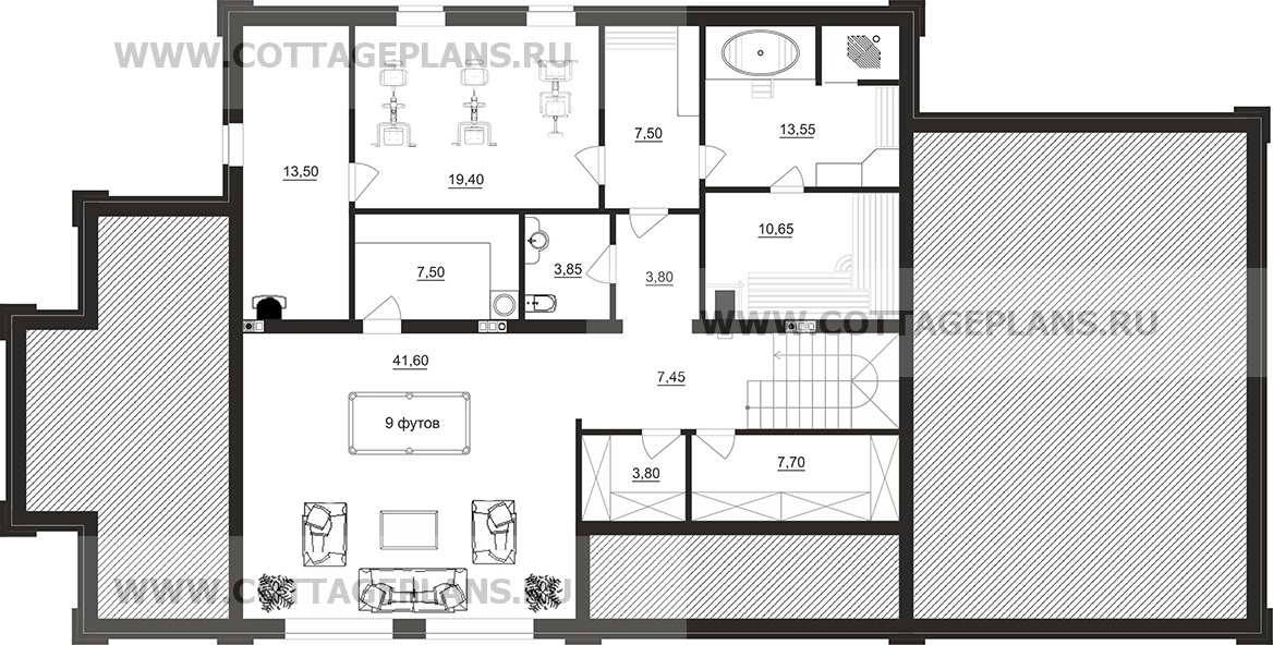 Поэтажные планы проект дома 28-93 общ. площадь 347,60 м2