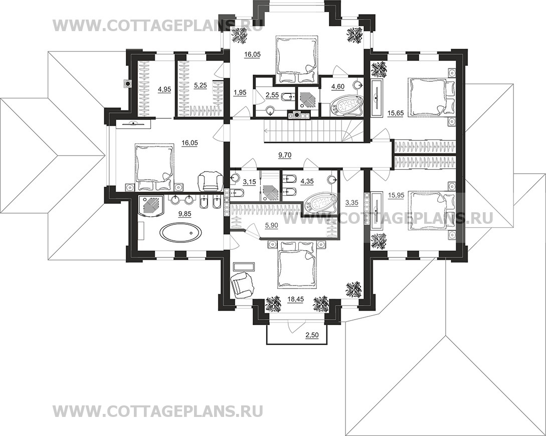 Поэтажные планы проект дома 103-26 общ. площадь 451,25 м2