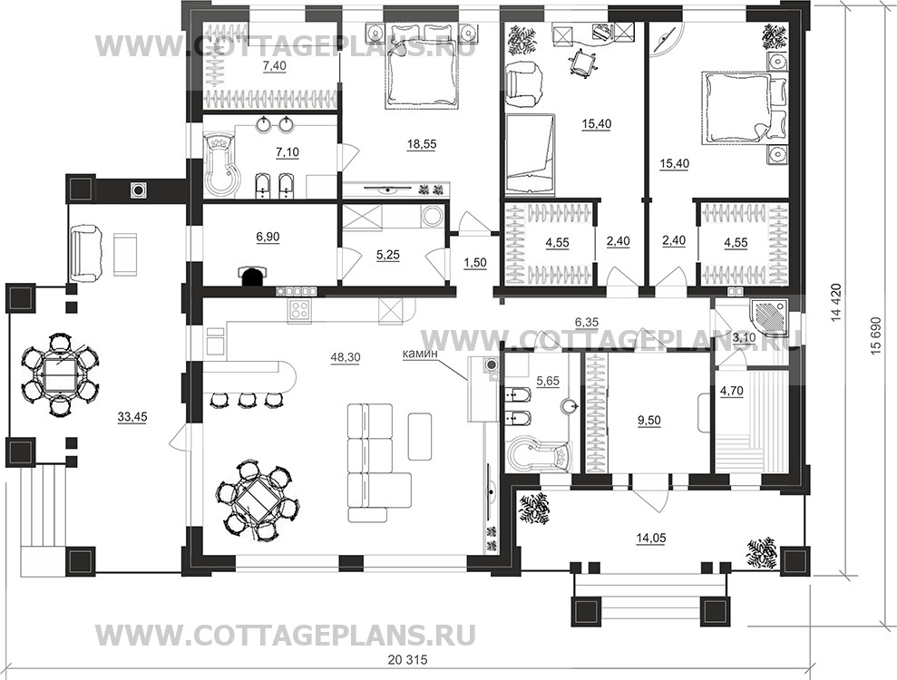 Поэтажные планы проект дома 07-79 общ. площадь 169,00 м2