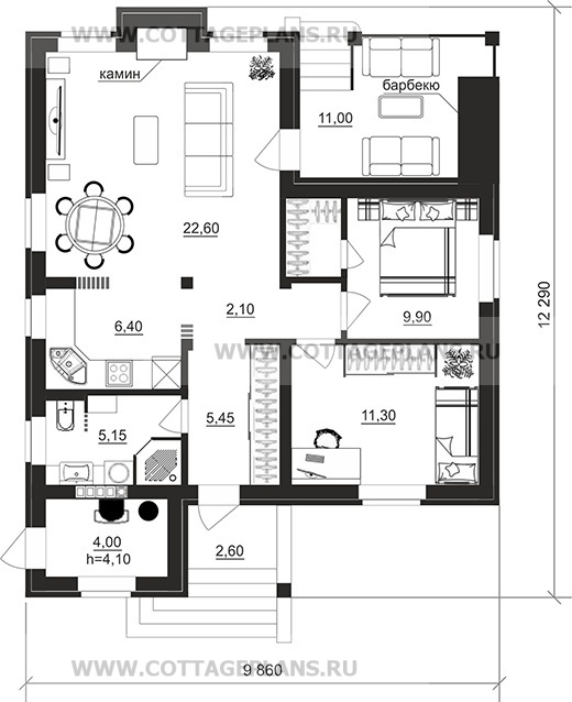 Поэтажные планы проект дома 702-72 общ. площадь 68,25м2