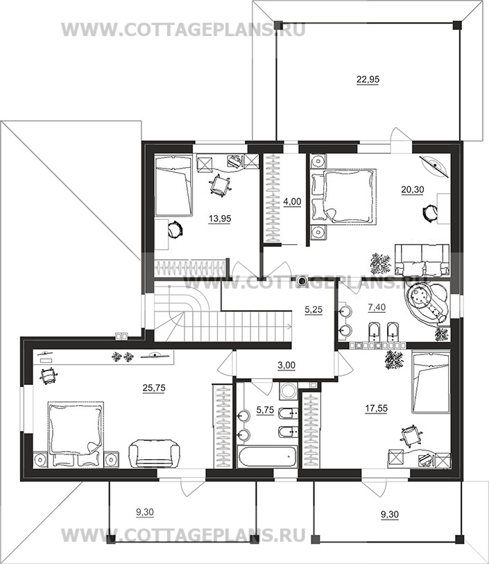 Поэтажные планы проект дома 96-00 общ. площадь 408,55 м2