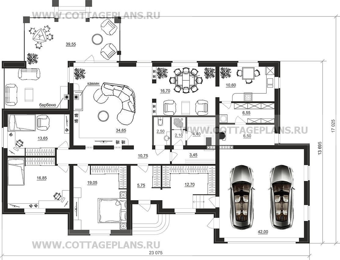 Поэтажные планы проект дома 07-23 общ. площадь 206,75 м2