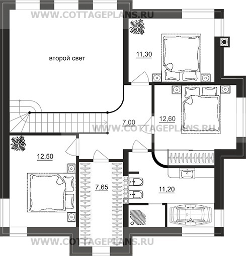 Поэтажные планы проект дома 104-52 общ. площадь 134,55 м2